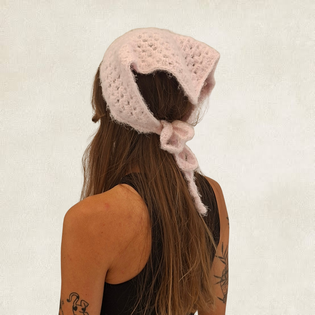 Purple crocheted bandana