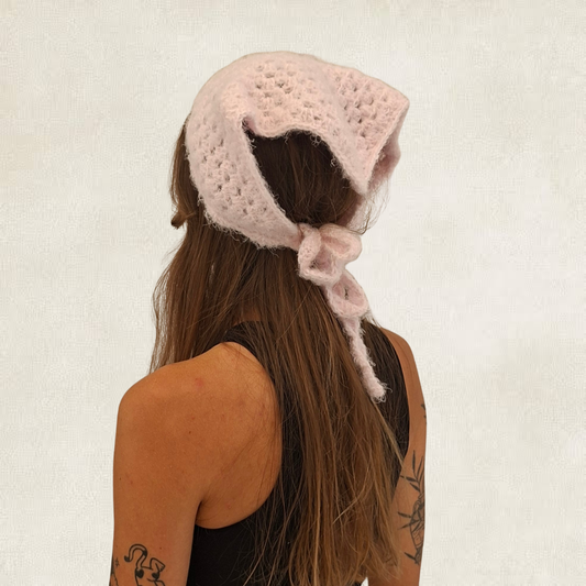 Purple crocheted bandana