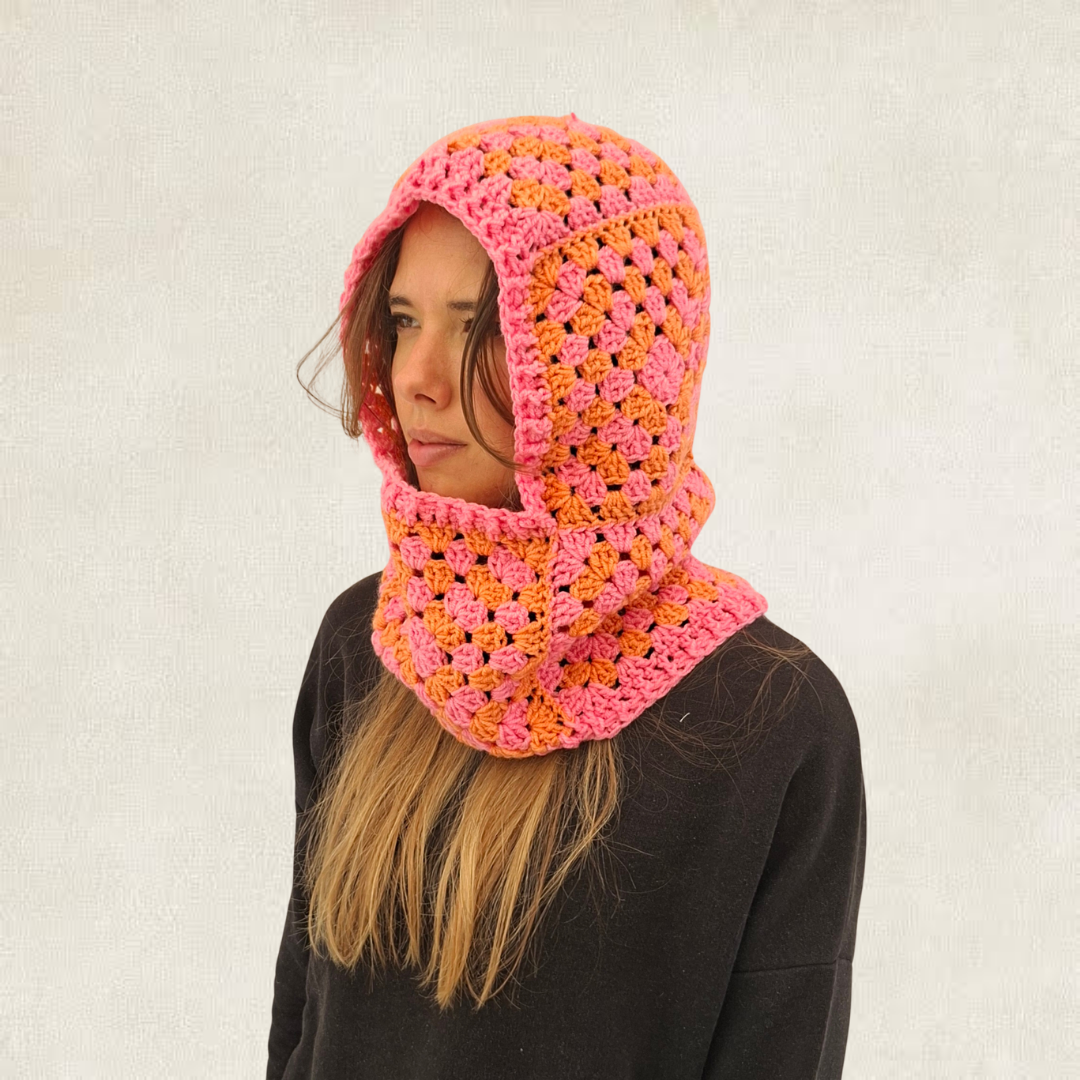 Cagoule en granny squares multicolores