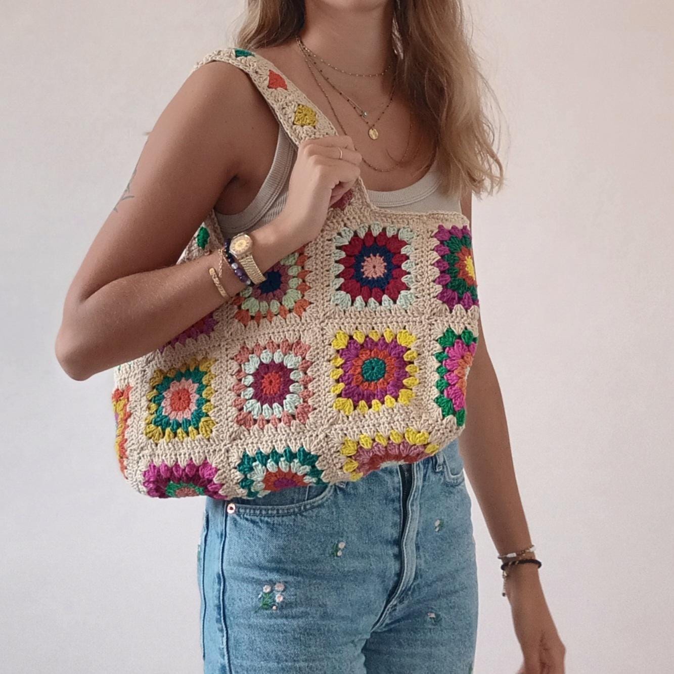 Modèle Crochet Sac en Granny squares – Patron PDF Crochet