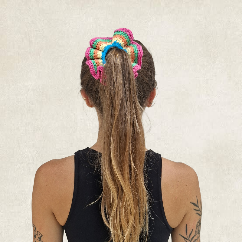 Chouchou multicolore en crochet