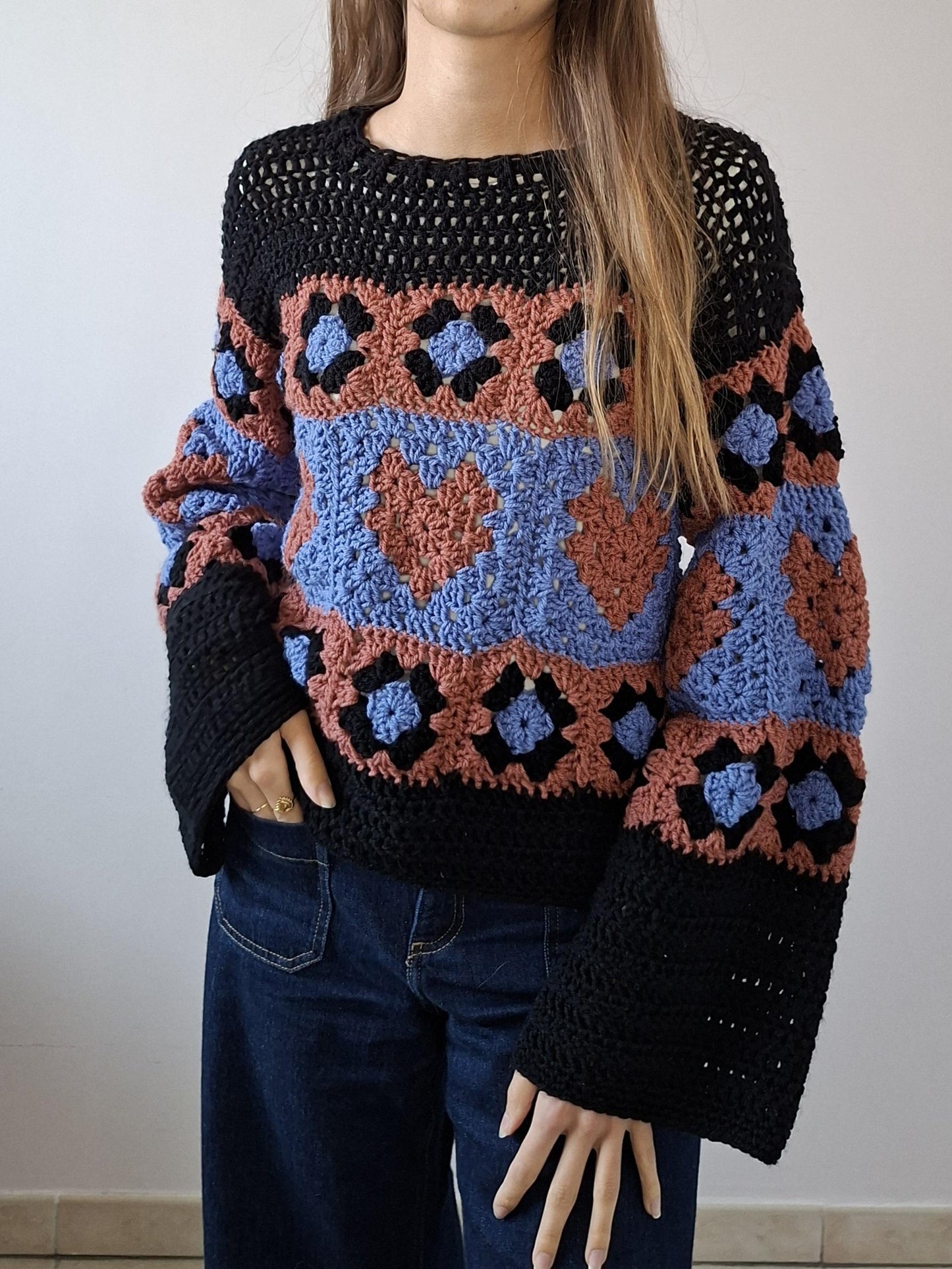 Crochet Sweater Pattern with Hearts – PDF Crochet Pattern