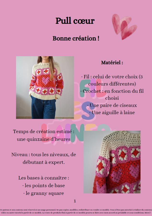Crochet Sweater Pattern with Hearts – PDF Crochet Pattern