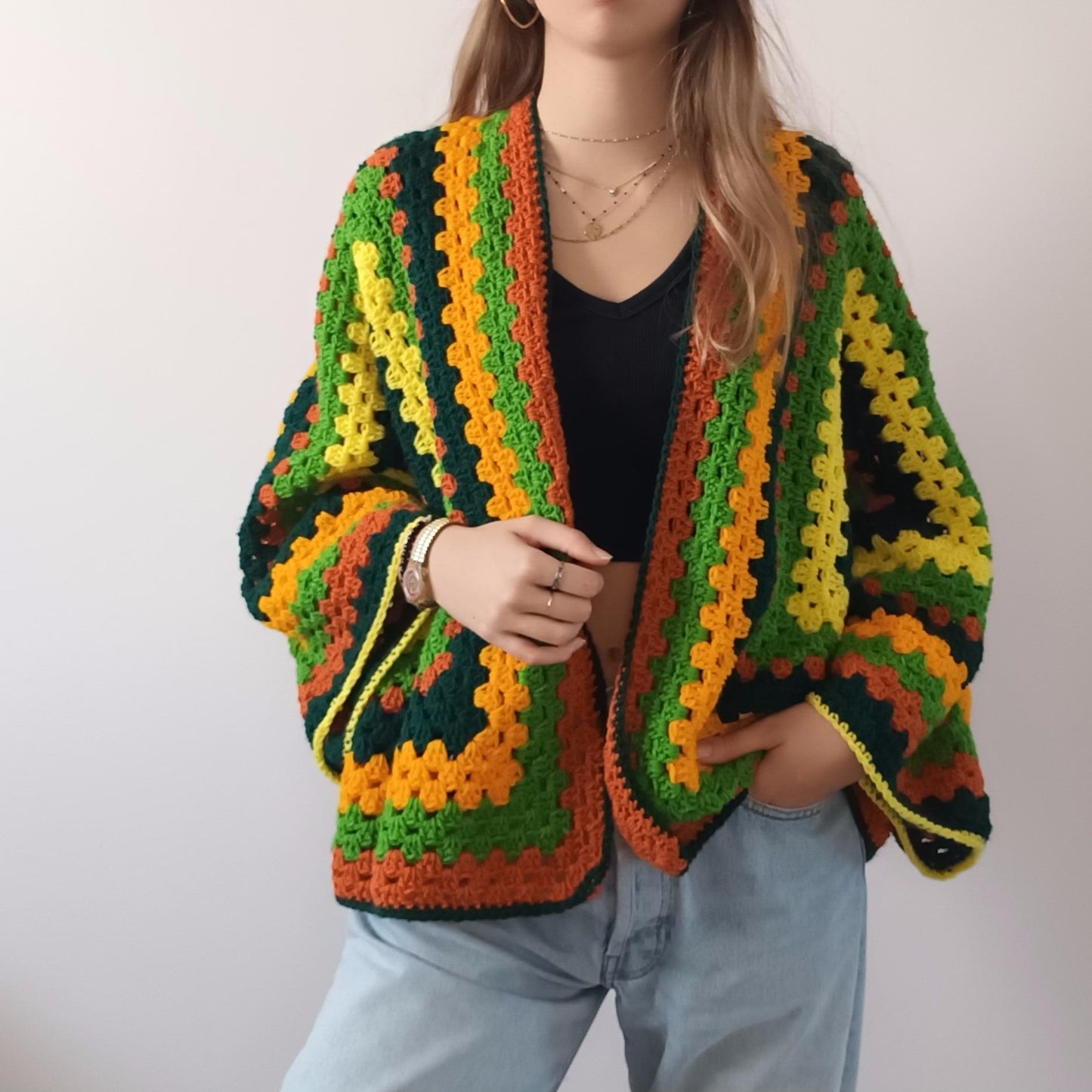 Modèle Crochet Cardigan hexagonal – Patron PDF Crochet