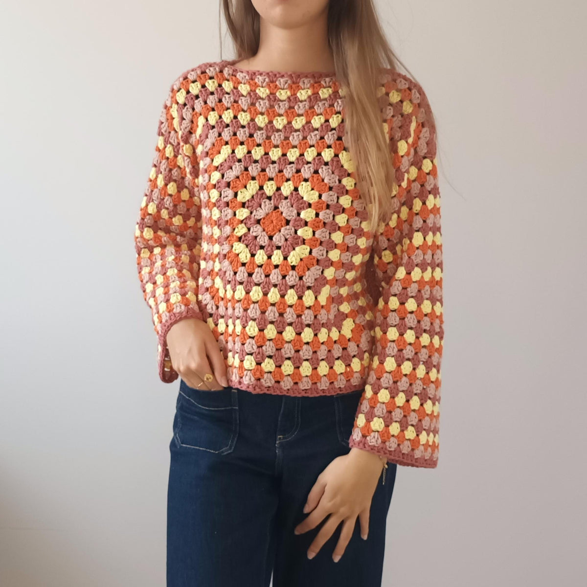 Modèle Crochet Manches Longues Granny squares – Patron PDF Crochet