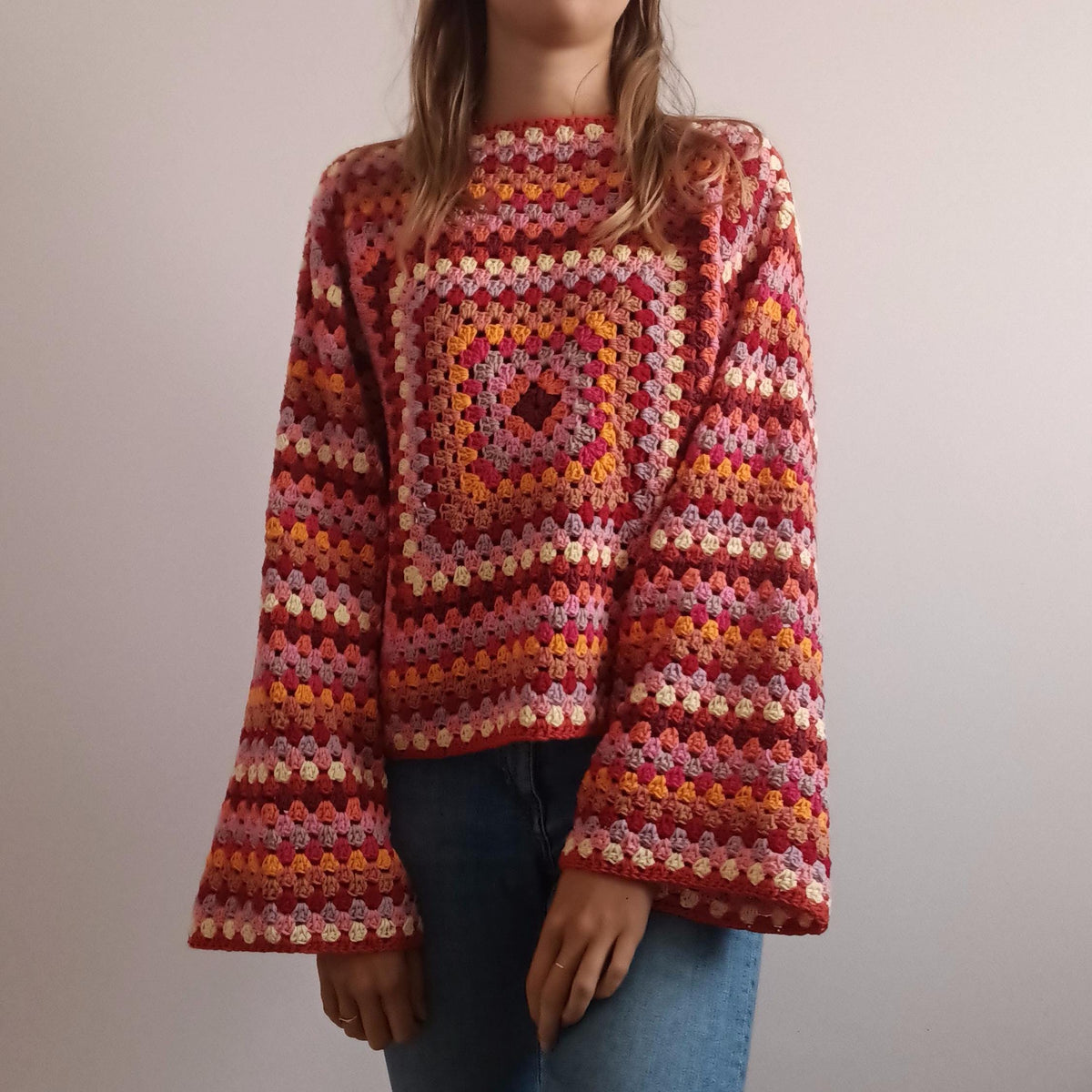 Modèle Crochet Manches Longues Granny squares – Patron PDF Crochet