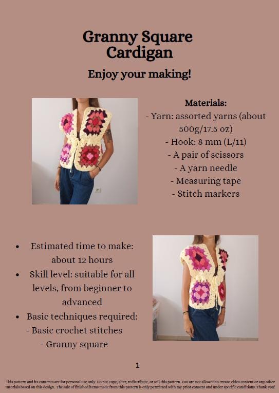 XXL Granny Square Cardigan Crochet Pattern – PDF Crochet Pattern