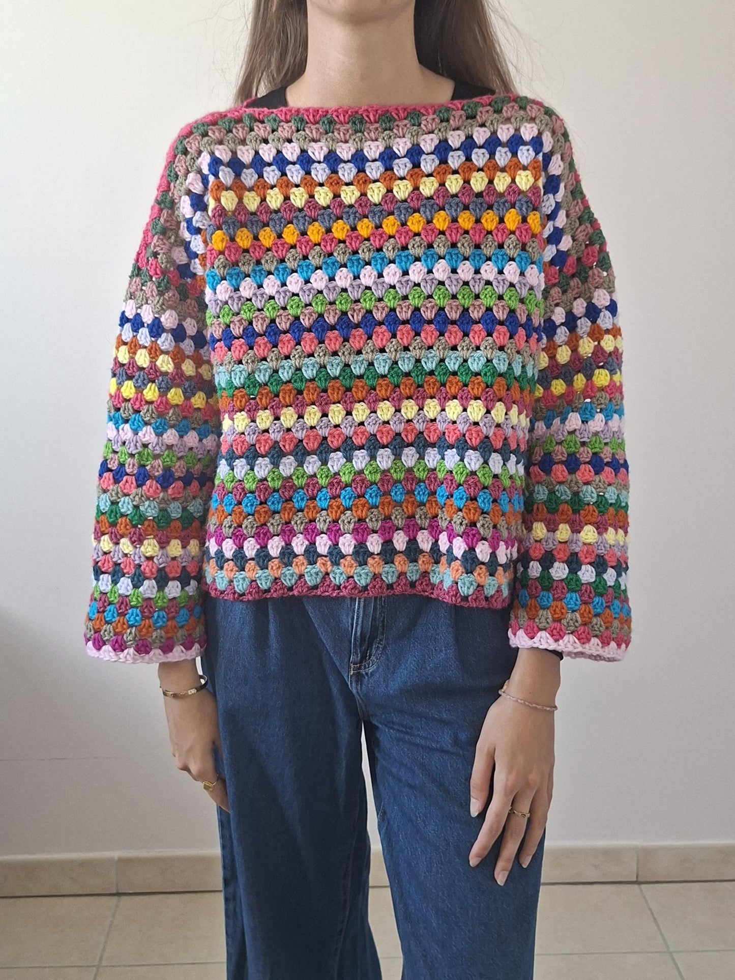 Multicolor Striped Crochet Sweater Pattern – PDF Crochet Pattern