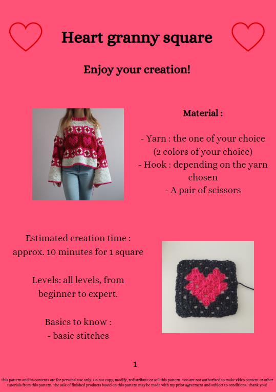 Crochet Pattern Granny Square Heart – PDF Crochet Pattern