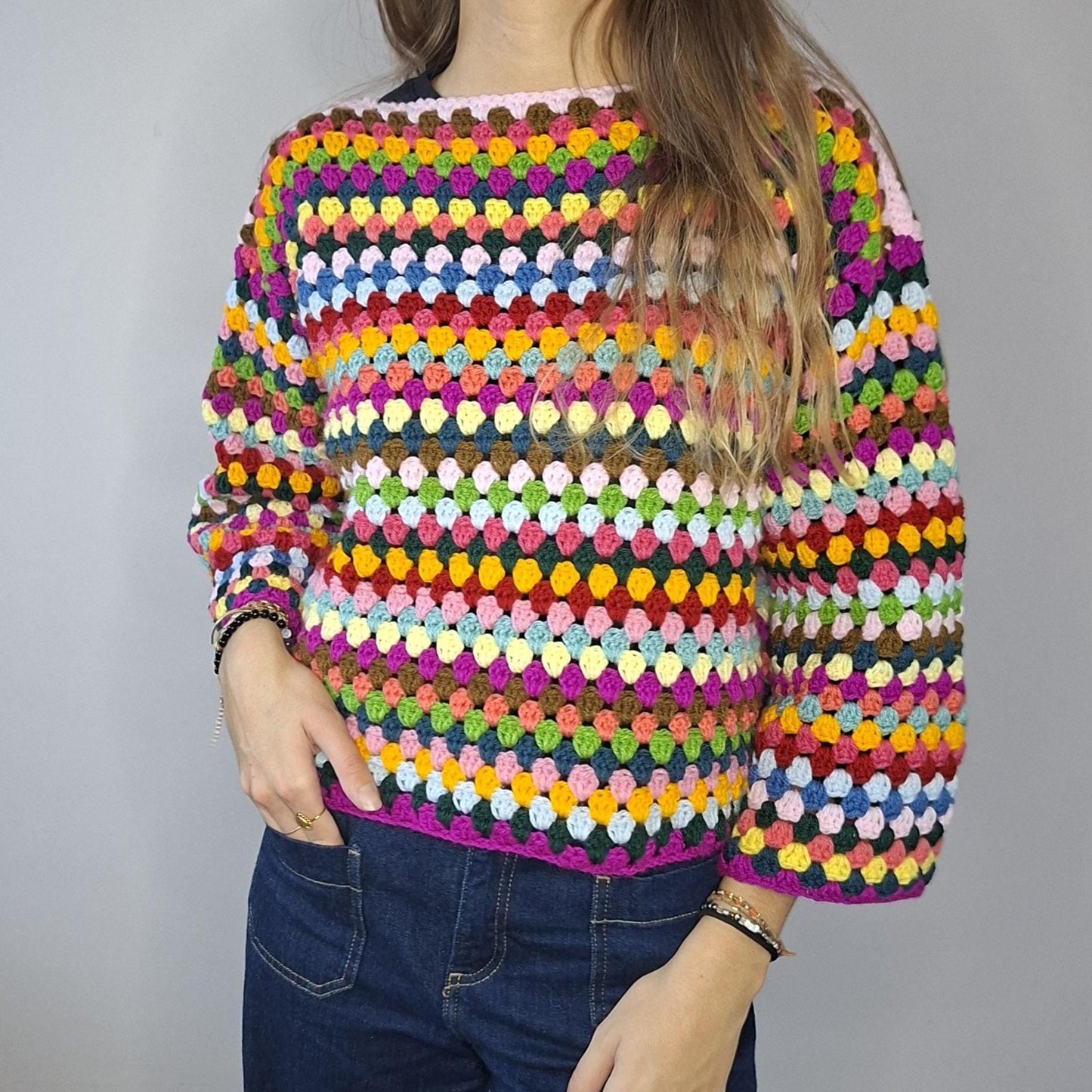 Multicolor Striped Crochet Sweater Pattern – PDF Crochet Pattern