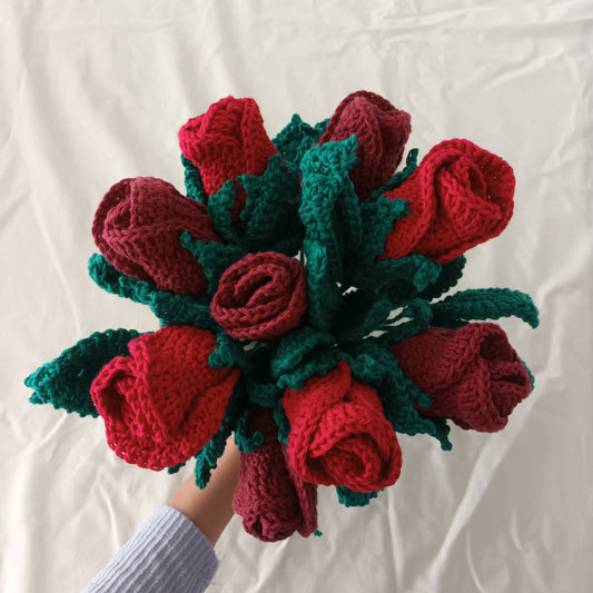 Crocheted rose bouquet + Essential oil perfume