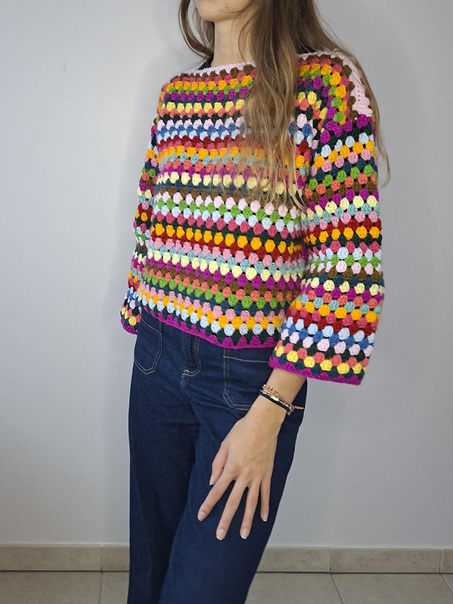Multicolor Striped Crochet Sweater Pattern – PDF Crochet Pattern